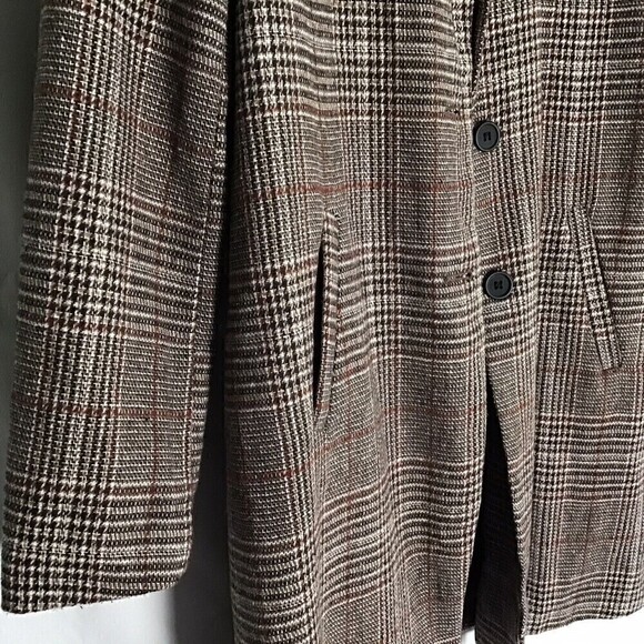 Classic Brown Plaid Jacket Mid Length Blazer Small - Picture 7 of 10